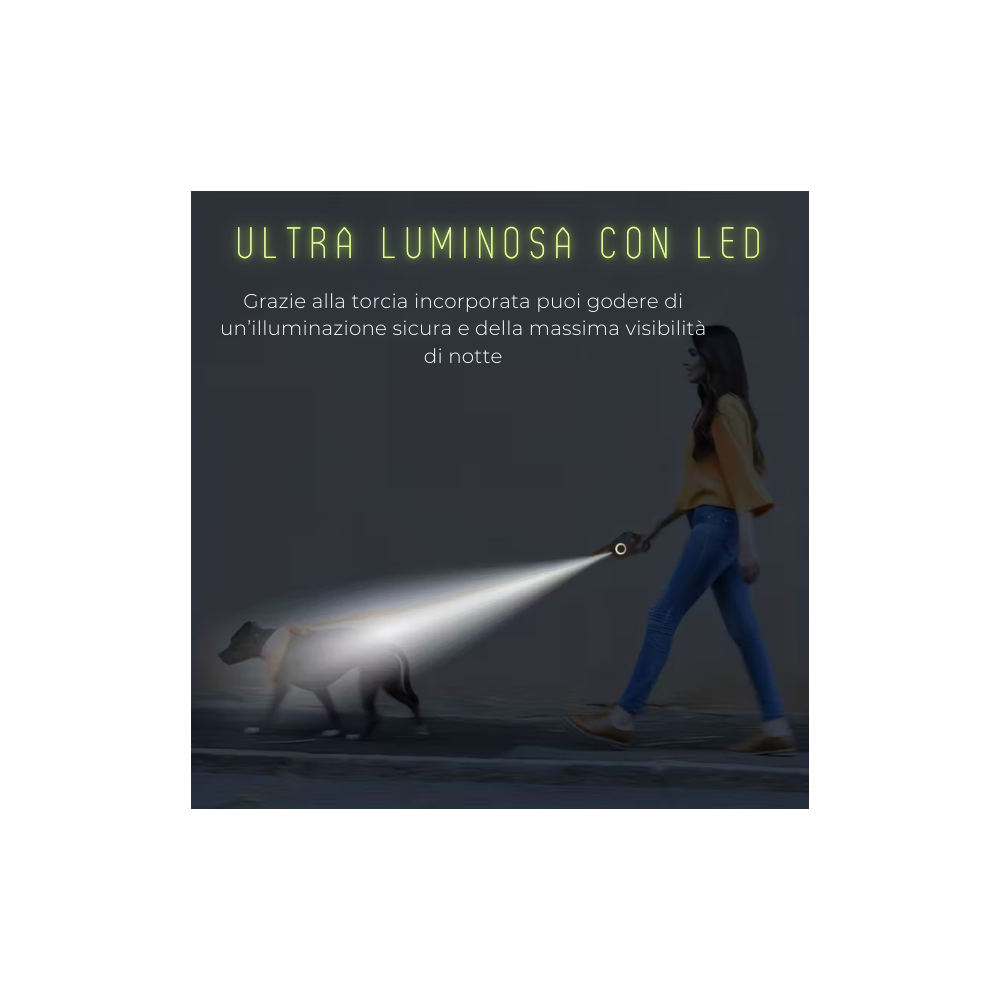 GUINZAGLIO RETRATTILE CON TORCIA LED